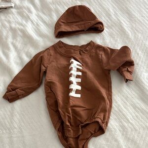 Carter's Brown Football Bodysuit with Cap